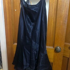 Lauren Ralph Lauren Navy Silk High-Low Skirt